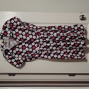 Fervour Navy Floral shirt Dress with pockets 2X plus size